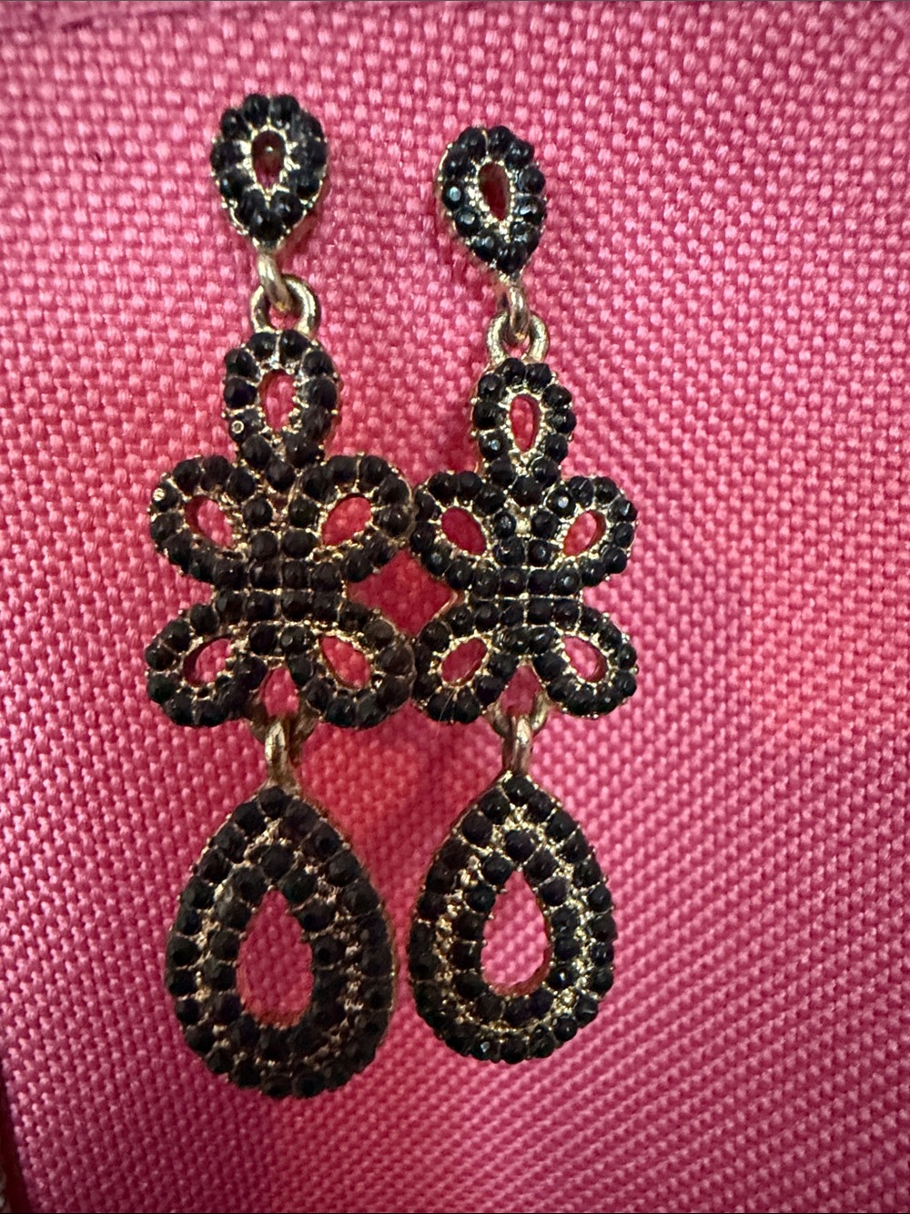 Black Crystal Teardrop Dangle Earrings - Elegant Women's Jewelry